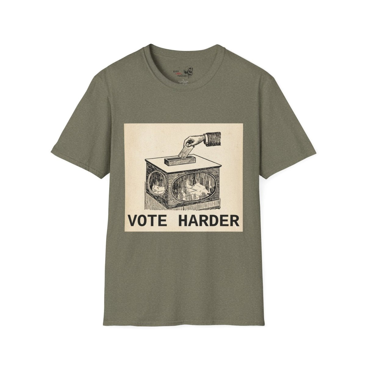 Vote Harder Vintage Ballot Box T-Shirt - Black Label Precision