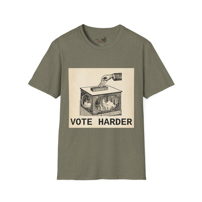 Vote Harder Vintage Ballot Box T-Shirt - Black Label Precision