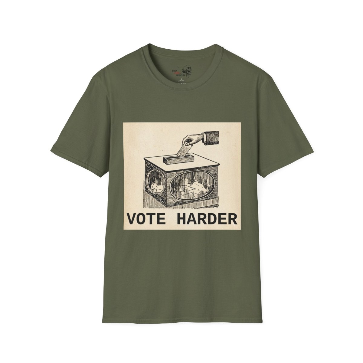 Vote Harder Vintage Ballot Box T-Shirt - Black Label Precision