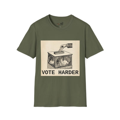 Vote Harder Vintage Ballot Box T-Shirt - Black Label Precision