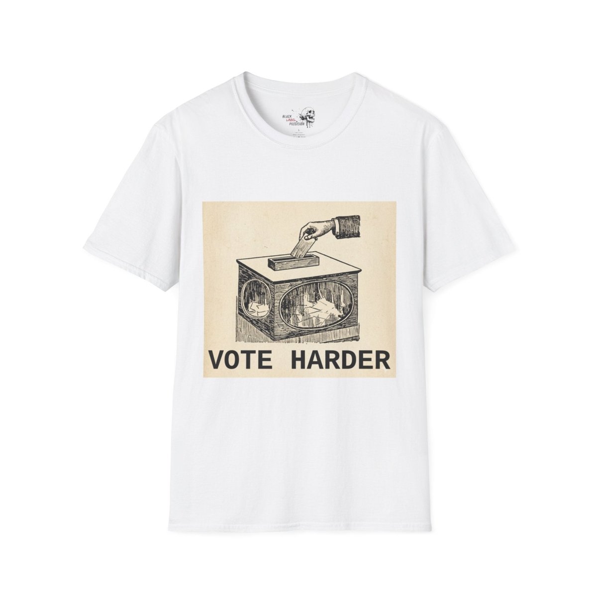 Vote Harder Vintage Ballot Box T-Shirt - Black Label Precision